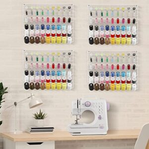 Thread Holder Organizer Wall 54-Spool Sewing Thread Rack 4 Pack Embroidery Spool Holder Organizer Wall Mounted with Hanging Tools White