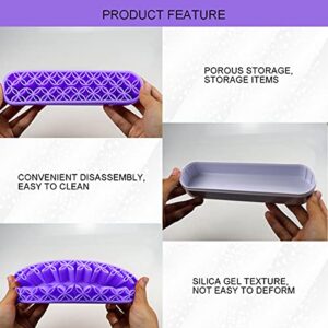 Multi-Purpose Desktop Organizers Silicone Cosmetic Storage Box, 5D Diamond Painting Pen Holder Sewing Tool Storage Box Desktop Storage Box for Brush,Art Supplies, Painting Brush and Craft(Purple)