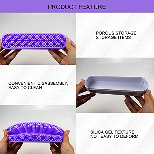 Multi-Purpose Desktop Organizers Silicone Cosmetic Storage Box, 5D Diamond Painting Pen Holder Sewing Tool Storage Box Desktop Storage Box for Brush,Art Supplies, Painting Brush and Craft(Purple)