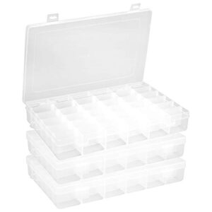 tosnail 3 pack 36 compartments clear plastic craft storage organizer small parts organizer with dividers
