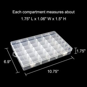 Tosnail 3 Pack 36 Compartments Clear Plastic Craft Storage Organizer Small Parts Organizer with Dividers