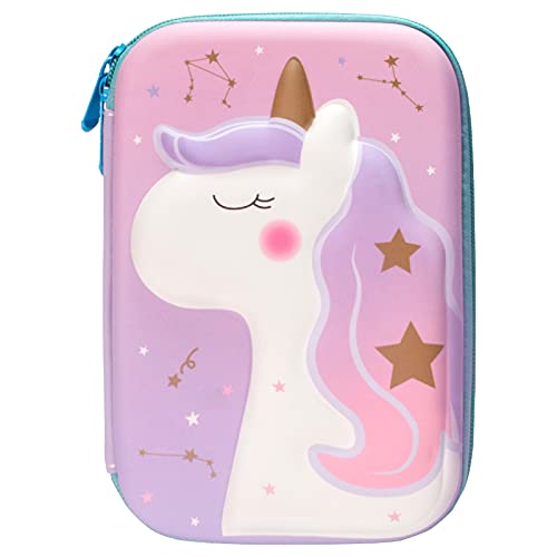 BEMDLON Unicorn Pencil Case for Girls,3D EVA Large Capacity Pen Holder Marker Bag with Double Zipper, Cute Cartoon Pencil case for Kids Boys School Gift