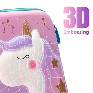 BEMDLON Unicorn Pencil Case for Girls,3D EVA Large Capacity Pen Holder Marker Bag with Double Zipper, Cute Cartoon Pencil case for Kids Boys School Gift