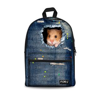 bigcardesigns lovely hamster animal backpack canvas school bag for children back to school