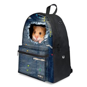 Bigcardesigns Lovely Hamster Animal Backpack Canvas School Bag for Children BACK TO SCHOOL