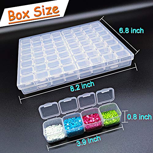 56 Grid Diamond Painting Container Box with 4pcs Label Stickers for Sewing,Organizer Nail Diamonds and Bead for DIY Art Craft