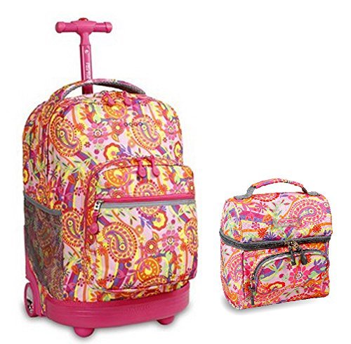 J World Dandelion Sunrise Roller Backpack Back Pack and Corey Lunch Bag Bundle Set