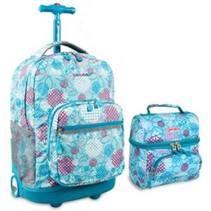 J World Dandelion Sunrise Roller Backpack Back Pack and Corey Lunch Bag Bundle Set