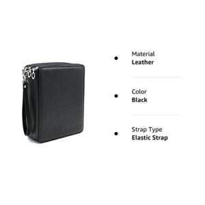 BTSKY 168 Slots Colored Pencil Organizer - Deluxe PU Leather Pencil Case Holder (Black)