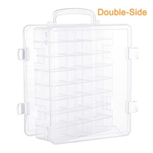 New brothread Double-Sided Storage Organizer/Box with Total 48 Adjustable Compartments, Removable Dividers for Embroidery and Sewing Threads, Embroidery Floss, Needles, Beads, Small Crafts & Toys