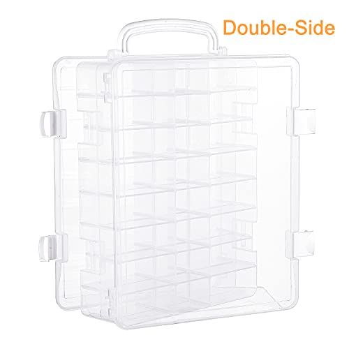 New brothread Double-Sided Storage Organizer/Box with Total 48 Adjustable Compartments, Removable Dividers for Embroidery and Sewing Threads, Embroidery Floss, Needles, Beads, Small Crafts & Toys