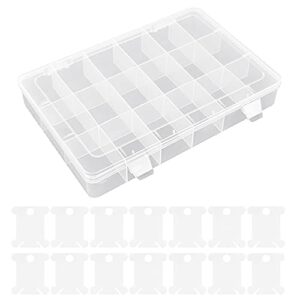 floss organizer storage box with 18 compartments & 100 bobbins, clear, 10.5″