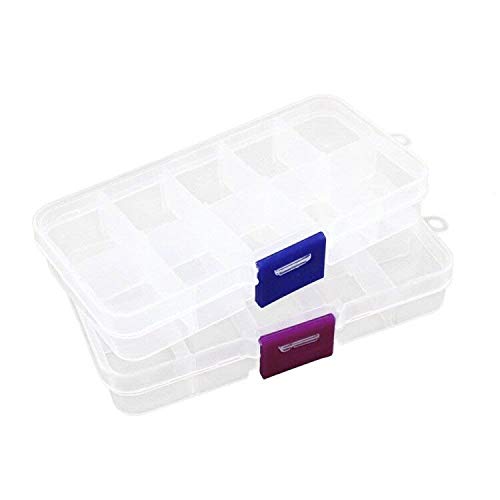 2 pcs Adjustable Clear Plastic Jewelry Craft Beads fishing hook Small Accessories Multipurpose Organizer visually adjustable clearly storage box (10 Adjustable Clearly Storage Box)