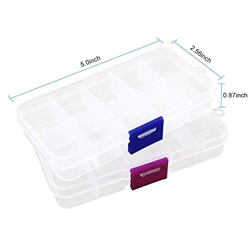 2 pcs Adjustable Clear Plastic Jewelry Craft Beads fishing hook Small Accessories Multipurpose Organizer visually adjustable clearly storage box (10 Adjustable Clearly Storage Box)