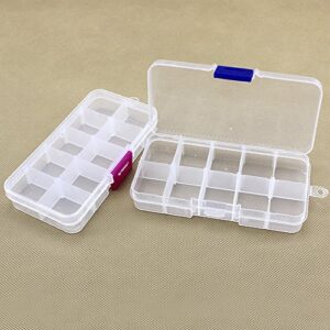 2 pcs Adjustable Clear Plastic Jewelry Craft Beads fishing hook Small Accessories Multipurpose Organizer visually adjustable clearly storage box (10 Adjustable Clearly Storage Box)