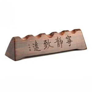 qjang wooden writing brush pen rest chinese calligraphy watercolor paint brush stand rack holder quiet and far ningjing zhiyuan brown for home school painting art supplies decoration