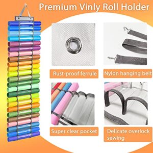 SAIVEN Vinyl Roll Holder with 2 Hook, 24 Rolls Hanging Adjustable Craft Vinyl Roll Keeper Craft Room Organizer Storage Bag, for Closet, Door and Wall Mount (24)