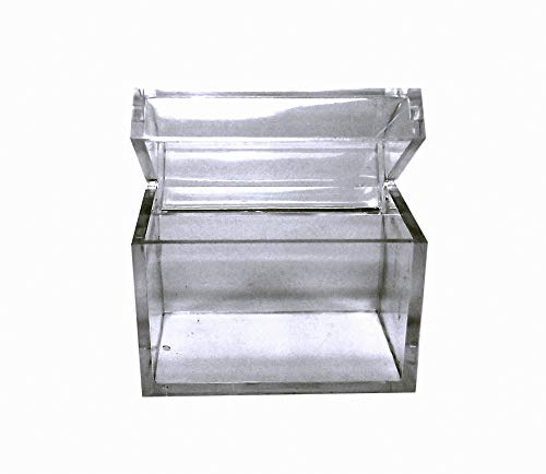 Clear Acrylic Box with Hinged Lid; Small Treasure Chest Shape Container with Bonus Perfume Studio Pure Parfum 2ml Sample. (3 Units)