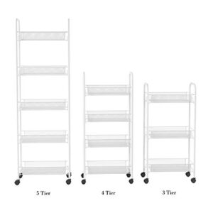 Lavish Home 3-Tiered Narrow Rolling Storage Shelves - Mobile Space Saving Utility Organizer Cart for Kitchen, Bathroom, Laundry, Garage or Office