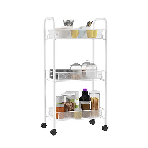 Lavish Home 3-Tiered Narrow Rolling Storage Shelves - Mobile Space Saving Utility Organizer Cart for Kitchen, Bathroom, Laundry, Garage or Office