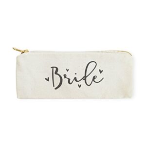 the cotton & canvas co. bride wedding cosmetic pouch, pencil case, bridal party gift and travel make up pouch