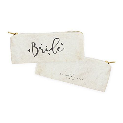 The Cotton & Canvas Co. Bride Wedding Cosmetic Pouch, Pencil Case, Bridal Party Gift and Travel Make Up Pouch