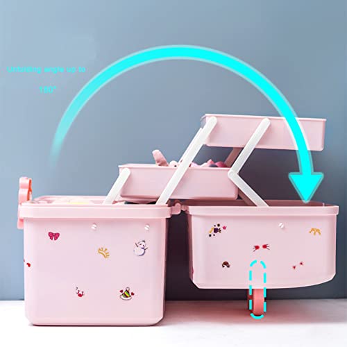 MASKMELLOW Hair Accessories Organizer for Girls,3-Layers Plastic Box with Fold Tray and Handle, Portable Lockable Container for Art Supply, Makeup, Nail, Hair Accessories1