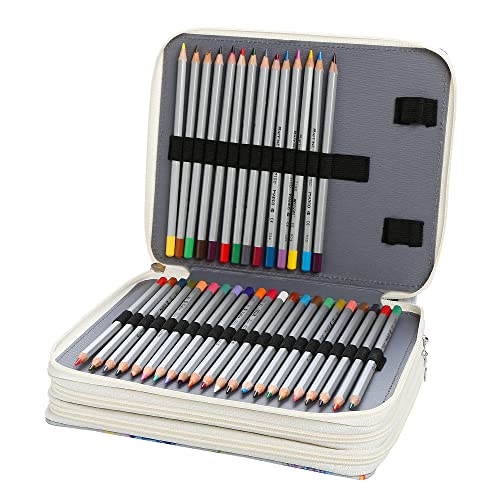 Lbxgap Portable Colored 120 Slots Pencil case Organizer with Printing Pattern for Prismacolor Watercolor Pencils, Crayola Colored Pencils, Marco Pencils