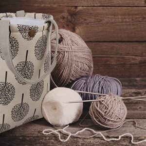 Wusteg Knitting Tote Bag with Button Portable Yarn Storage Bag Canvas Knitting Bag for Yarn Skeins Crochet Hooks Knitting Needles and Other Small Accessories