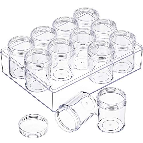 Blulu Clear Bead Organizer Bead Storage Containers Set with 12 Boxes, 1.9 x 1.5 Inches (1.9 x 1.5 Inches)