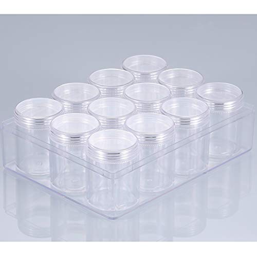 Blulu Clear Bead Organizer Bead Storage Containers Set with 12 Boxes, 1.9 x 1.5 Inches (1.9 x 1.5 Inches)