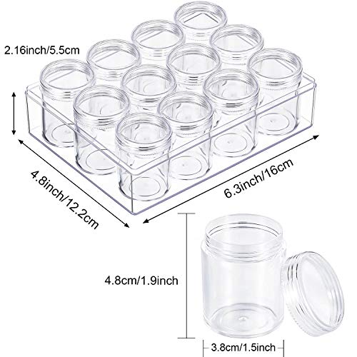 Blulu Clear Bead Organizer Bead Storage Containers Set with 12 Boxes, 1.9 x 1.5 Inches (1.9 x 1.5 Inches)