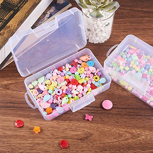 BENECREAT 4 Pack 5.5x3.5x1.5 Large Clear Plastic Box Container Clear Storage Organizer with Hinged Lid for Small Craft Accessories Office Supplies Clips