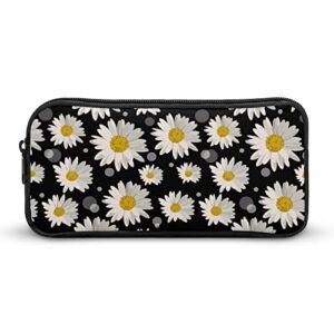 white daisies pencil case pencil pouch coin pouch cosmetic bag office stationery organizer