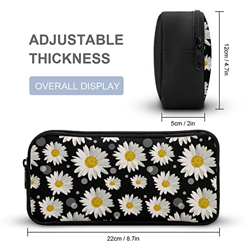 White Daisies Pencil Case Pencil Pouch Coin Pouch Cosmetic Bag Office Stationery Organizer