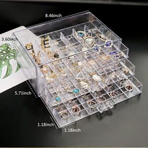 Compartment Storage Box 72 Grids Acrylic Organizer Box with 3 Drawers Storage Containers Transparent Organizer Box for Crafts Art Supply Diamond Painting Nail Tip Bead Earring Ring