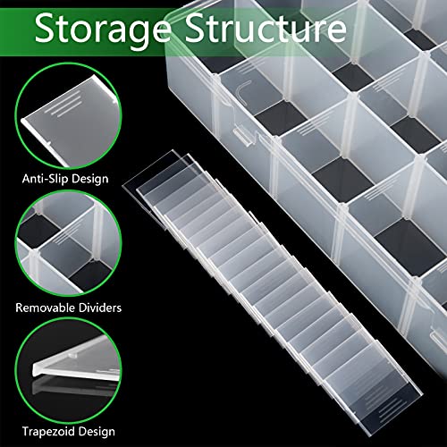 Gbivbe Large 24 Grids Plastic Organizer Box Adjustable Dividers,Clear Storage Box for Jewelry, Art DIY Crafts, Washi Tapes, Beads and Small Parts(2 Pack)