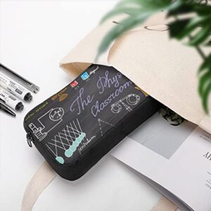 Physics and Science Elements Doodles Pencil Case Pencil Pouch Coin Pouch Cosmetic Bag Office Stationery Organizer