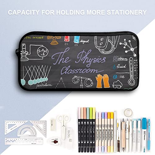 Physics and Science Elements Doodles Pencil Case Pencil Pouch Coin Pouch Cosmetic Bag Office Stationery Organizer