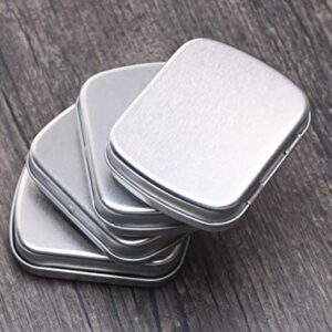 Mini Skater 2.23 x1.76 x 0.55 inch Metal Tin Box Portable Small Container Storage Case with Solid Hinged Top for Drawing Pin Nail Art Bead Earring and Jewelry Craft Organizing,4Pcs (Silver)