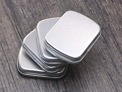 Mini Skater 2.23 x1.76 x 0.55 inch Metal Tin Box Portable Small Container Storage Case with Solid Hinged Top for Drawing Pin Nail Art Bead Earring and Jewelry Craft Organizing,4Pcs (Silver)