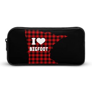 Minnesota I Love Bigfoot Pencil Case Pencil Pouch Coin Pouch Cosmetic Bag Office Stationery Organizer