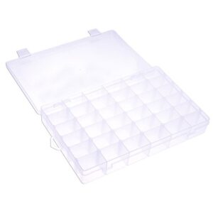d-buy 36 grids clear plastic jewelry box organizer storage container with adjustable dividers 10.8 x 6.9 x 1.7 inch(clear color, 1 pack, 36 grids)