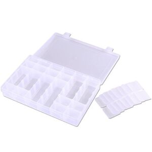 D-buy 36 Grids Clear Plastic Jewelry Box Organizer Storage Container with Adjustable Dividers 10.8 x 6.9 x 1.7 inch(Clear Color, 1 Pack, 36 Grids)