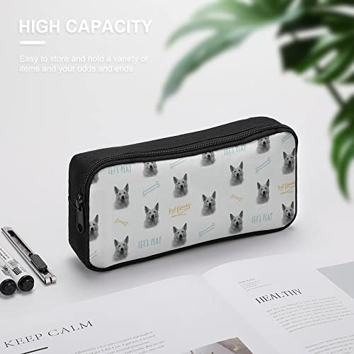 German Shepherd White Pencil Case Pencil Pouch Coin Pouch Cosmetic Bag Office Stationery Organizer