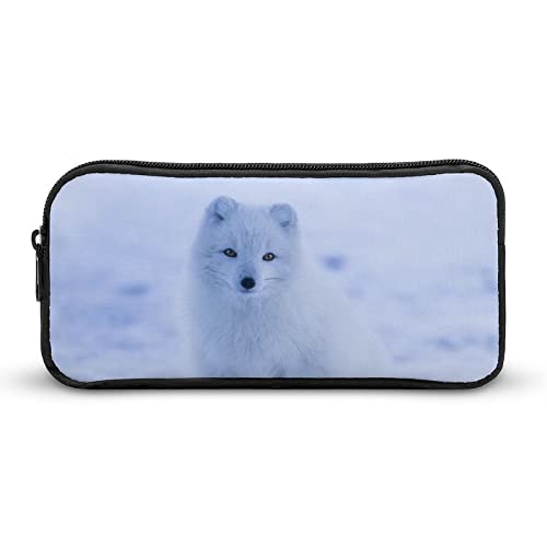 Snow Fox Pencil Case Pencil Pouch Coin Pouch Cosmetic Bag Office Stationery Organizer