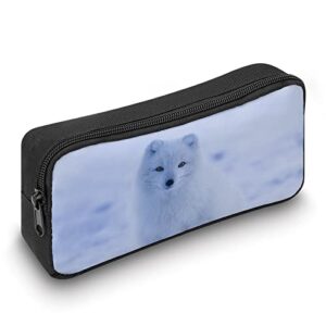 Snow Fox Pencil Case Pencil Pouch Coin Pouch Cosmetic Bag Office Stationery Organizer