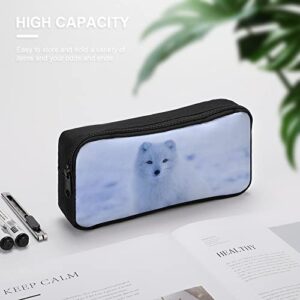 Snow Fox Pencil Case Pencil Pouch Coin Pouch Cosmetic Bag Office Stationery Organizer