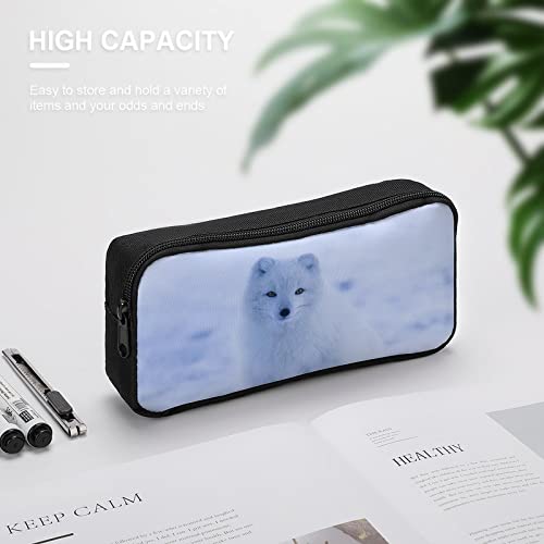 Snow Fox Pencil Case Pencil Pouch Coin Pouch Cosmetic Bag Office Stationery Organizer