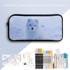 Snow Fox Pencil Case Pencil Pouch Coin Pouch Cosmetic Bag Office Stationery Organizer